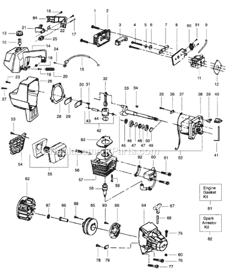 Page D Diagram and Parts List for GTI16D  Weed Eater Trimmer